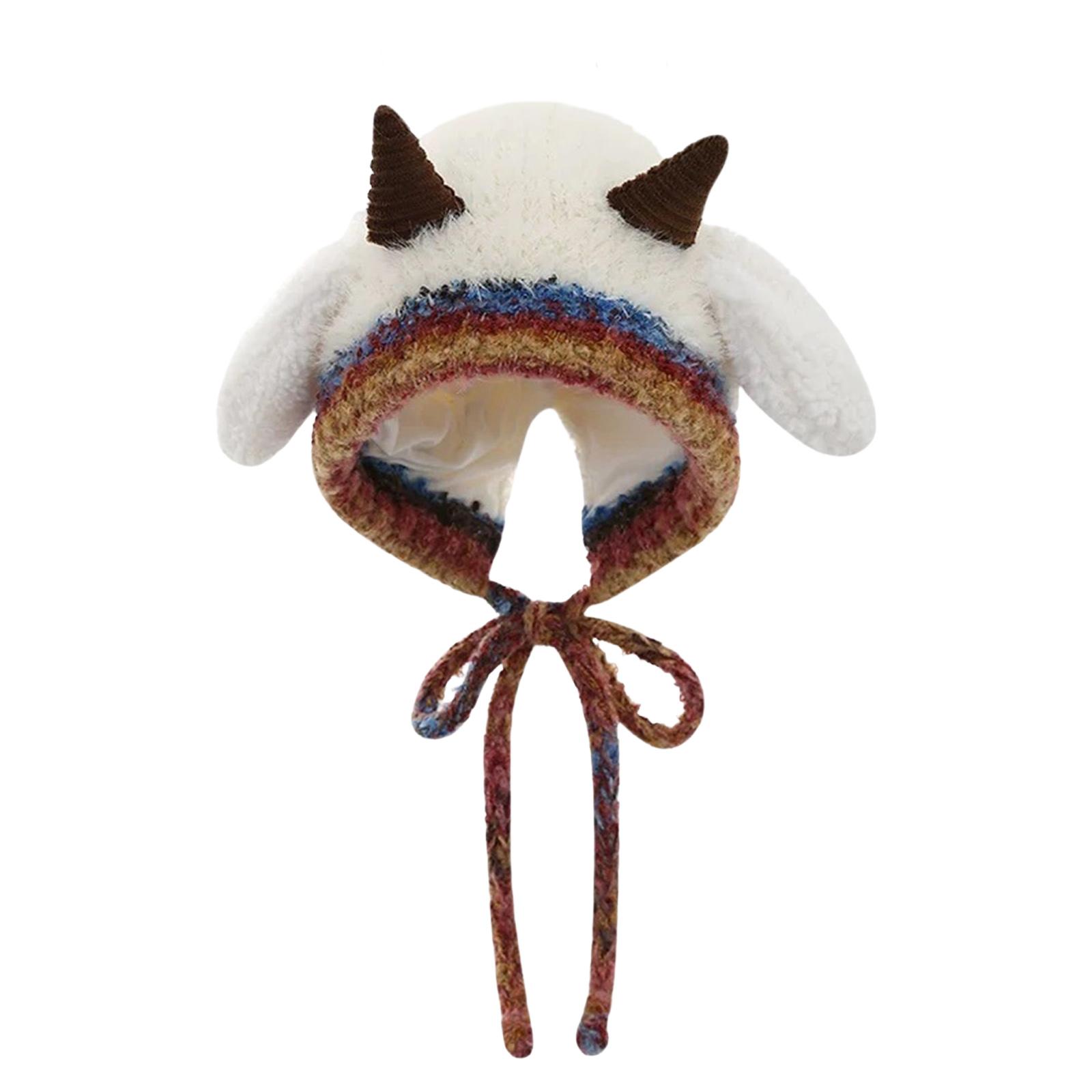 

Вязаные шапки и зима, с плюшем для тепла, закрывающие уши, и шерстяные шапки One Size белый