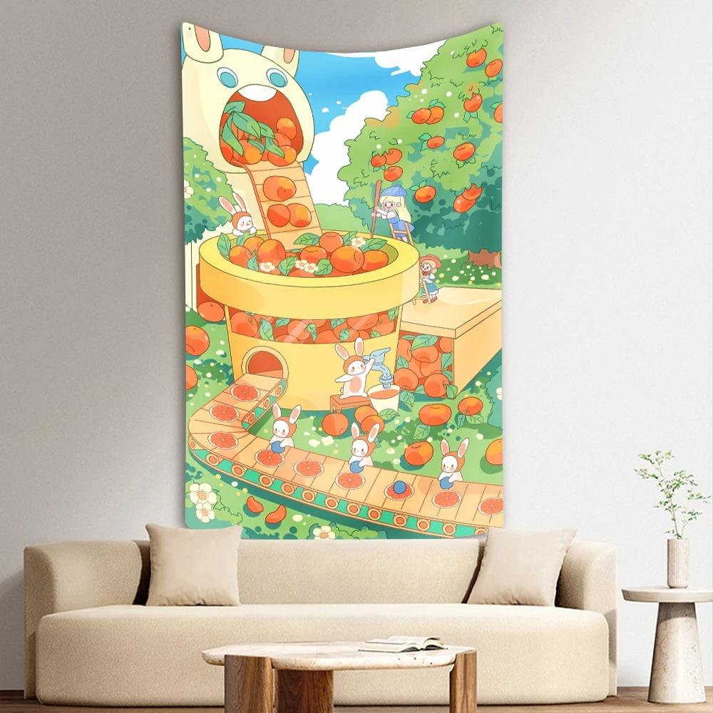 Cute Bunny Cake Print Fashion Home Decoration Tapestry Living Room Bedroom Tapestry