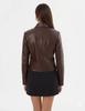 Leather Brown Causal Genuine Women Party Wear Jacket Handmade Biker Motorcycle