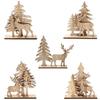 Christmas Decoration Wood Slices with Stand Christmas Wooden Tree/Elk Deer Crafts for DIY Christmas Ornaments Kids Gifts