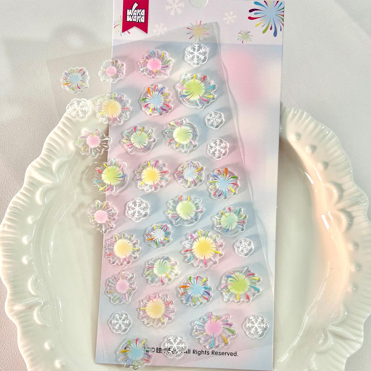

1pc Cute Aesthetic Stickers 3D Epoxy Gel Clover Strawberry Decals for Phone Case Journal DIY Scrapbook