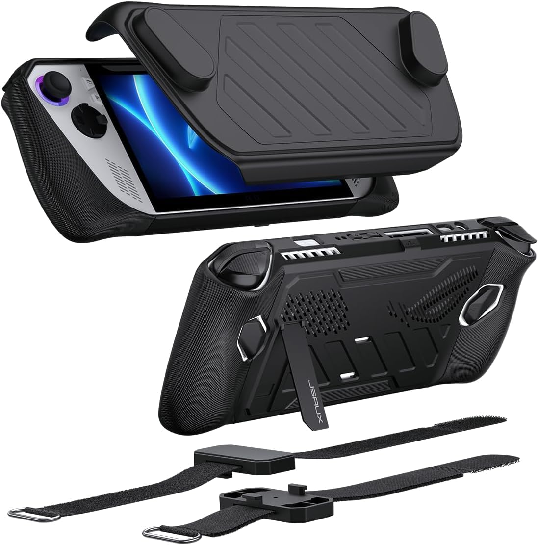 

JSAUX ModCase for ROG Ally Removable Front Protective Case Metal Bracket and Strap Compatible with ASUS ROG Ally Accessories Basic Set Black PC0109