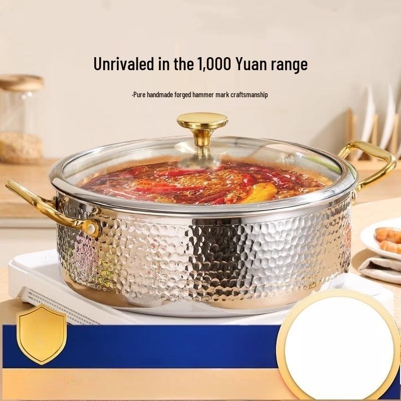 316 Stainless Steel Hammered Hotpot & Soup Pot