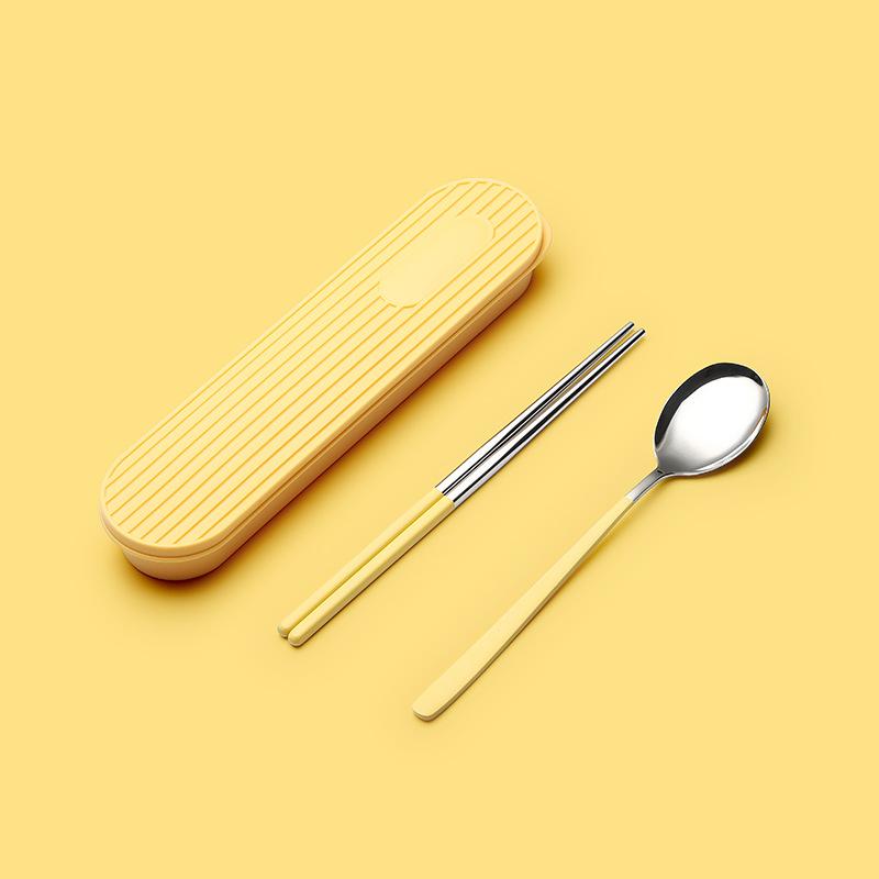 2/3 stücke 304 Tragbare Edelstahl Besteck Set Stäbchen Löffel Set Besteck Box Student Arbeit Geschirr Set Platten