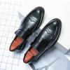 Hot Men's Retro Brogue Caving Leather Shoes Breathable Slip-on Loafers Male Business Shoes Light Dress British Style Shoes Black