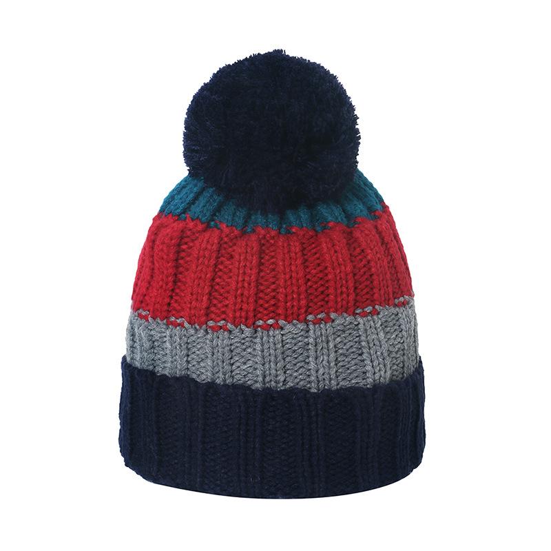 Winter hat men's autumn and winter new color striped wool hat fleece thickened ski hat knitted hat men