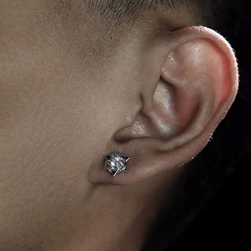 Retro Creative Hexagonal Star Earrings Neutral Fashion Personalized Silver Color Inlaid Zircon Daily Party Jewelry Gift