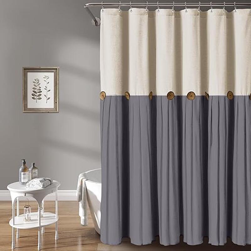 Handun Button Splicing Skirt Shower Curtain