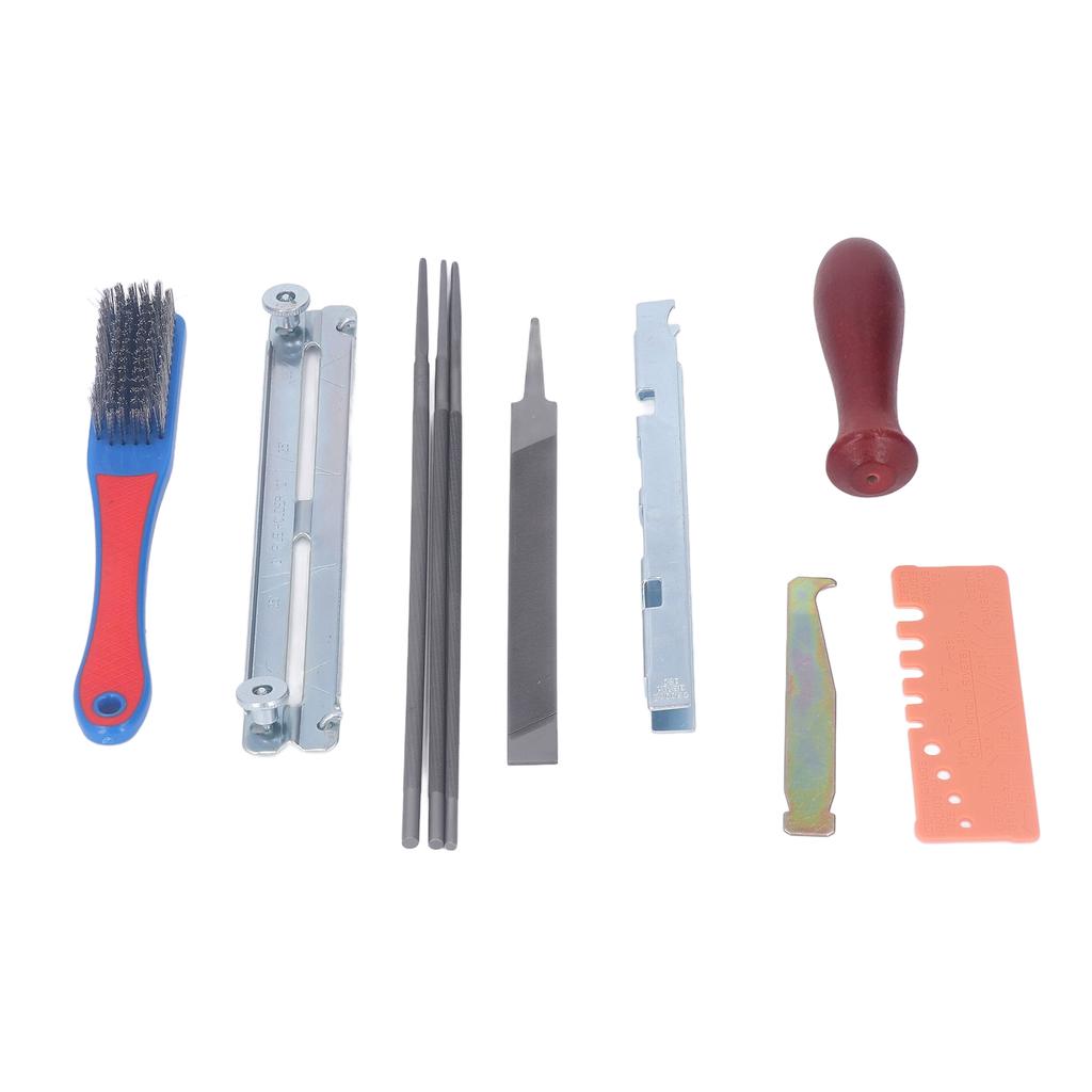 11Pcs Chainsaw Sharpener File Chain Saw Teeth Sharpening Tool Set Kit with Gauge Handle