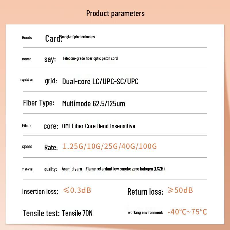 Zhongke Optoelectronics LC-SC Duplex Multimode Fiber Optic Patch Cable