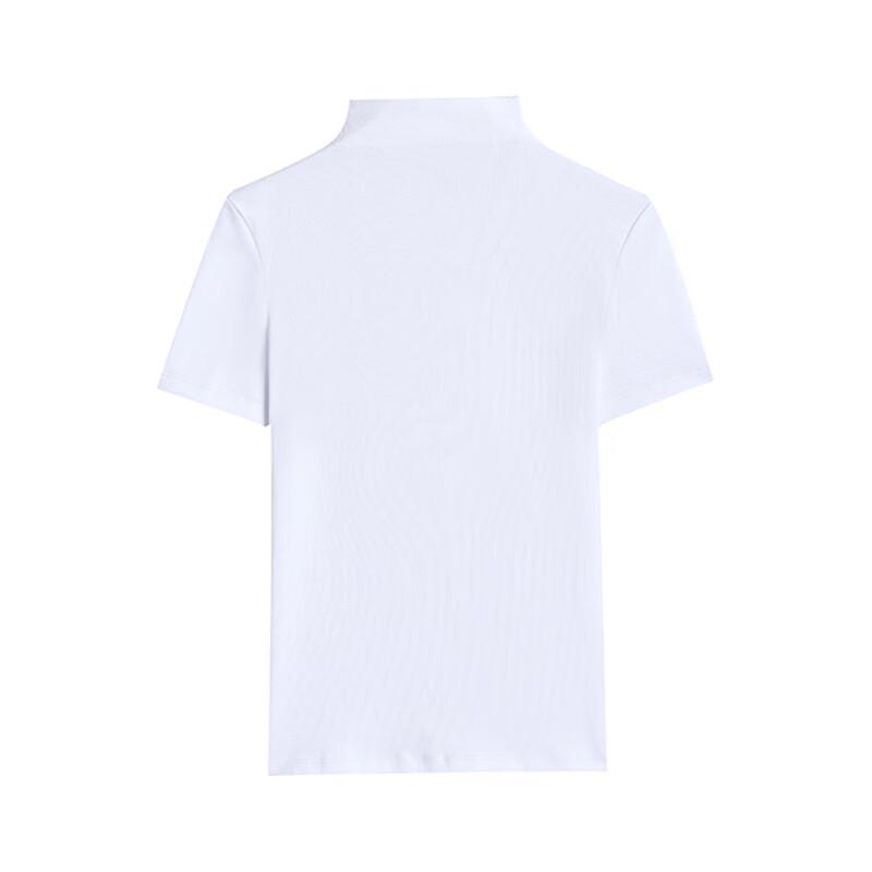 Shuangxing Women's Mock Neck Slim Fit Short Sleeve Cotton T-Shirt