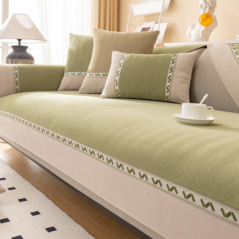 Herringbone Chenille Sofa Cushion Non Slip Four Seasons Universal Sofa Cover Backrest Towel Cloth 70*70
