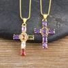Nidin New Fashion Female Zircon Pendants Dropshipping 4 Colors Crystal Jesus Cross Necklace Jewelry For Men/Women Gift Wholesale