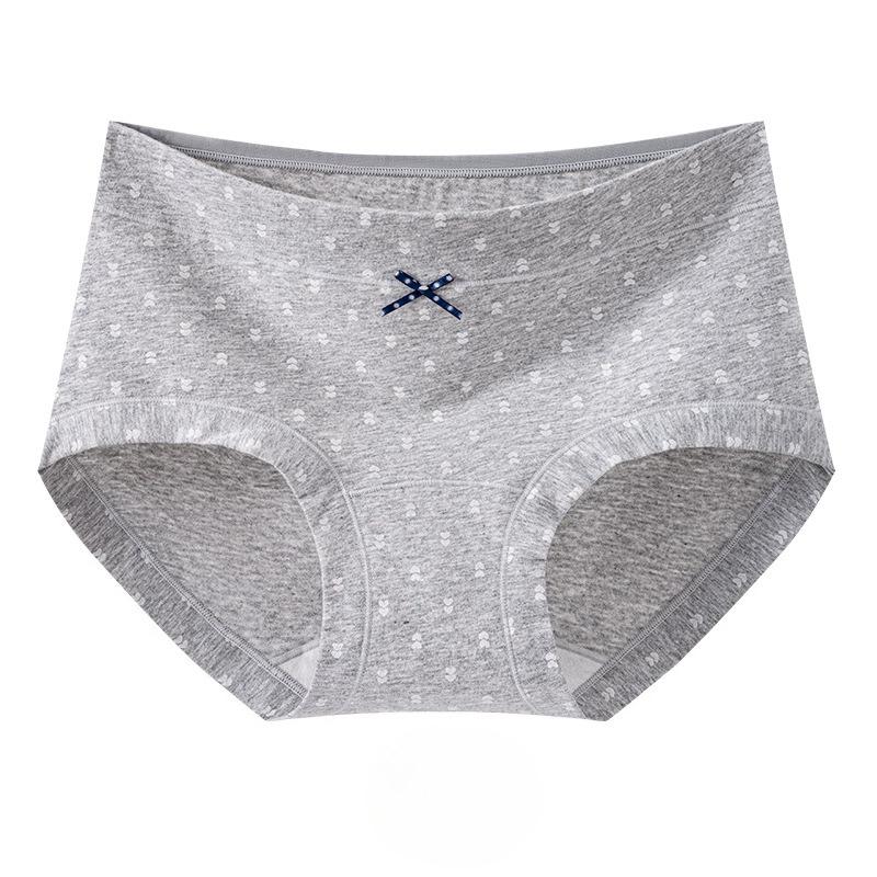 Women's Spring and Autumn Floral Pure Cotton 10A Antibacterial Extended Crotch Skin Friendly Hip Mid Waist Flat Angle Briefs
