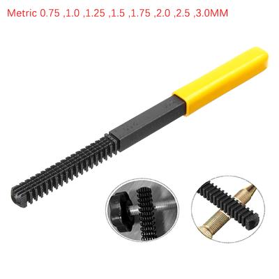 Lima para Reparación de Roscas Lima para Restauración de Roscas Métricas Limpia Roscas Dañadas Paso 0.75-3mm Herramientas Manuales DIY de Ferretería Metálica