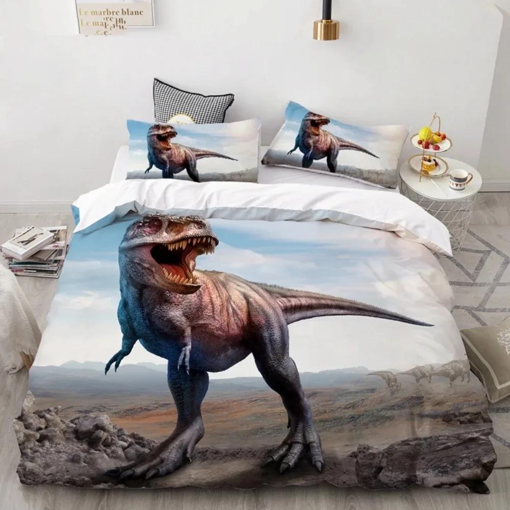 3D Dinosaur Duvet Cover Set Queen Size for Boys Dinosaur Bedding Set T-Rex Dinosaur Comforter Cover Bed Set Home Decor for Teens
