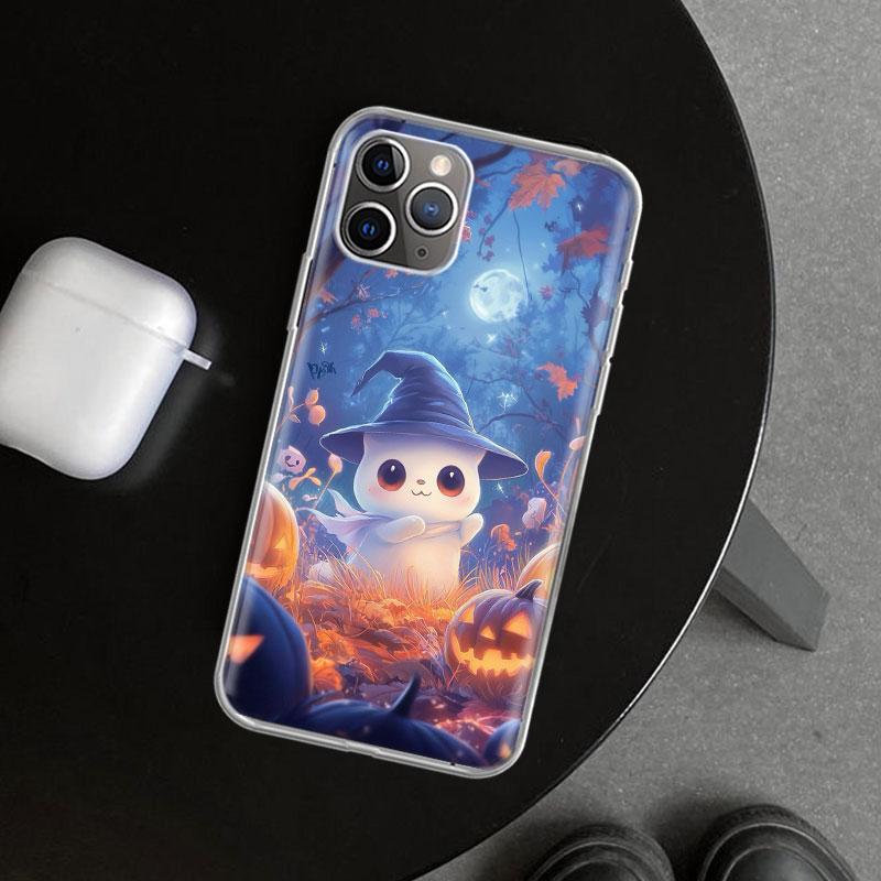 Cute Halloween Ghost Phone Case Cover for iPhone 11 12 13 Mini 14 15 Plus 16 Pro Max 17 Air 7 8 + SE Art Customized Fundas 11 12