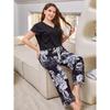 Women's Plus Size Pajamas Spring Summer and Autumn Loose Short-sleeved Trousers Homewear Suit
