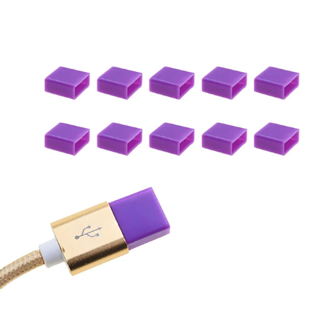 10pcs/set Transmission Data Cable USB Dust Plug Charging Wire Silicone Protective Cap USB Protector Dust Cover