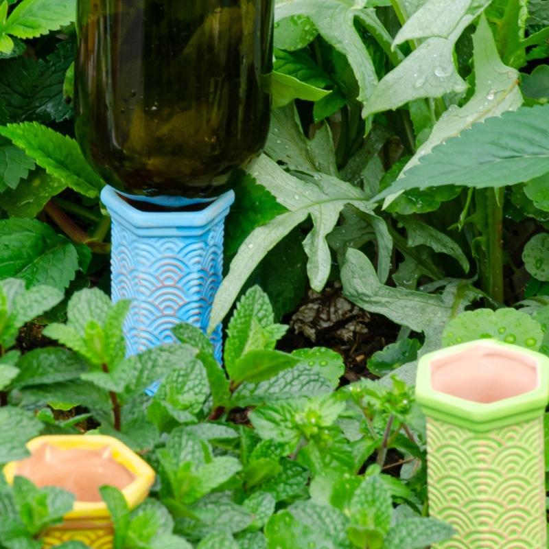 4Pcs Plant Self Watering Stakes Terracotta Automatic Plant Waterer Devices Water Irrigation System for Indoor/Outdoor