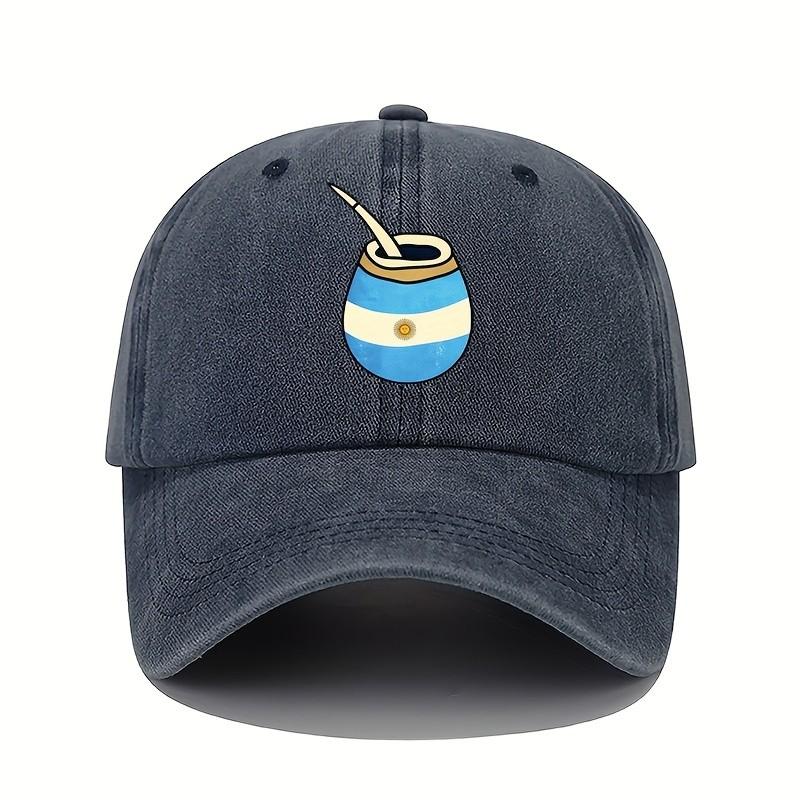 

Argentinian Mate Cup Flag Baseball Cap Unisex Distressed Outdoor Casual Adjustable Hat One Size темно-синий