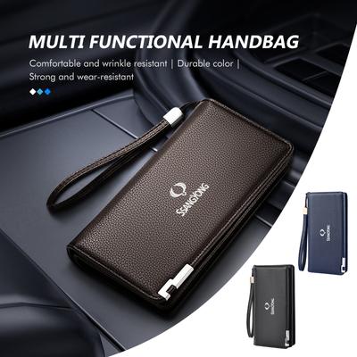 Car Men Driving Documents Storage Bag Credit Card Holder For SsangYong Actyon Sport Korando Rexton Kyron Rodius Tivoli Musso