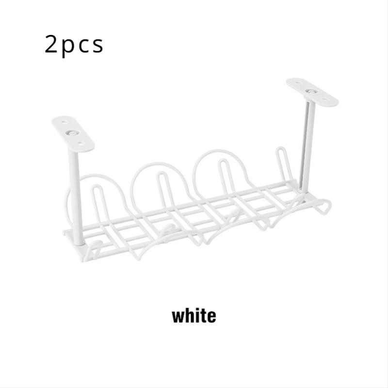 2pcs Abs Material Under The Desk Power Cord Is Inserted And Arranged In A Storage Basket Cabinet To Keep Neat And Orderly
