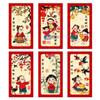 6pcs Oil Painting Style Chinese New Year Red Envelopes Traditional Red Pocket  Lunar New Year Gifts