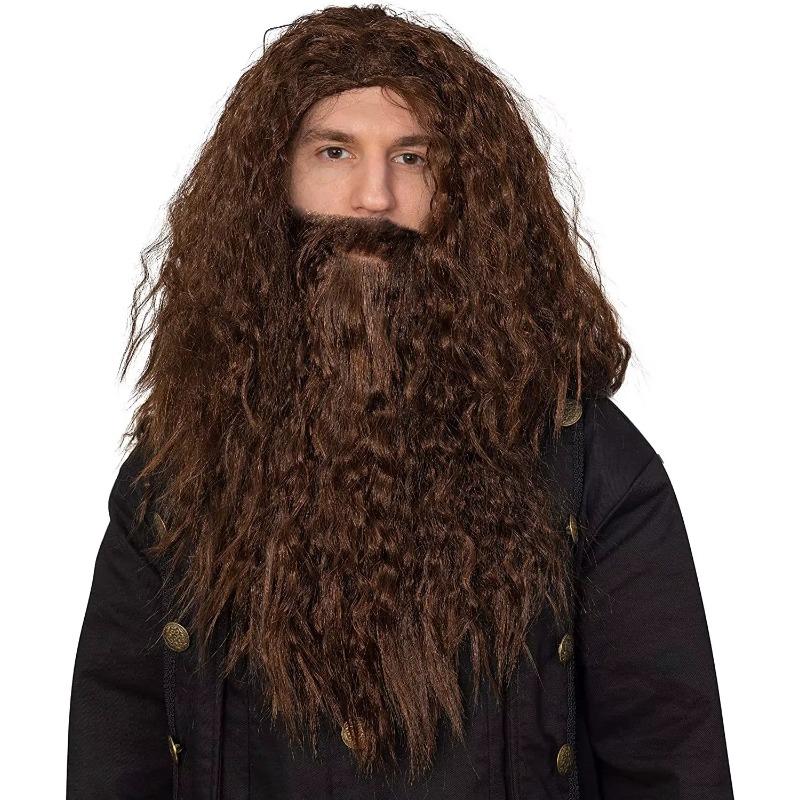 Christmas Cosplay Hobbit Gandalf Cosplay Wig and Beard Set Headpiece for Lord of the Rings Fans Party and Holiday DIY Decoration