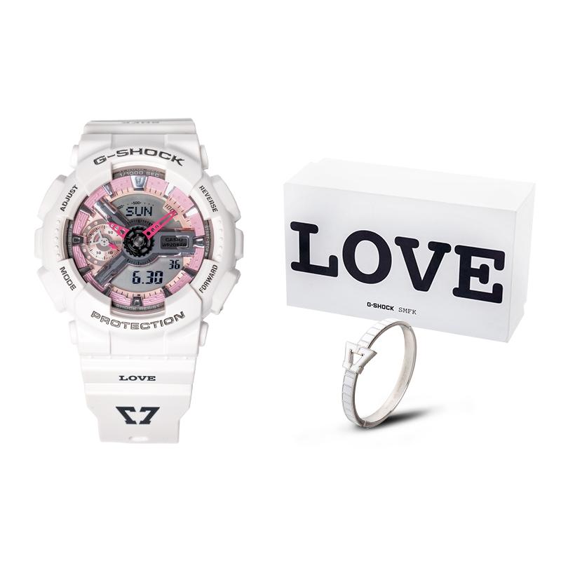 

Casio G-SHOCKSMFK cooperation design limited gift box, fashionable waterproof white movement, quartz movement, resin strap, GMA-S110MP-7APRS-person белый