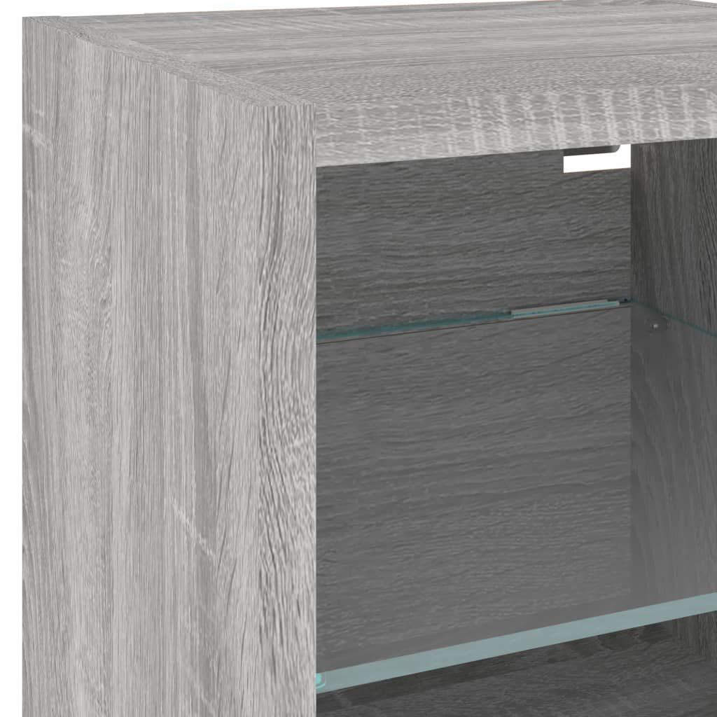 Wall Mounted TV Cabinet with LED Lights Grey Sonoma 30 x 28.5 x 30 cm