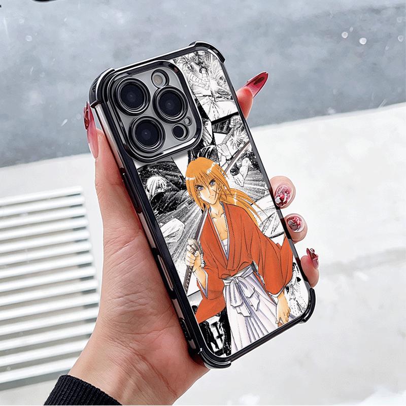 Rurouni Kenshin Anime Plating Phone Case For Xiaomi Poco X5 X6 X7 X8 Pro Max F8 Ultra F7 M8 M7 M5S Redmi 15C 15 14C 13C 13 X3 12