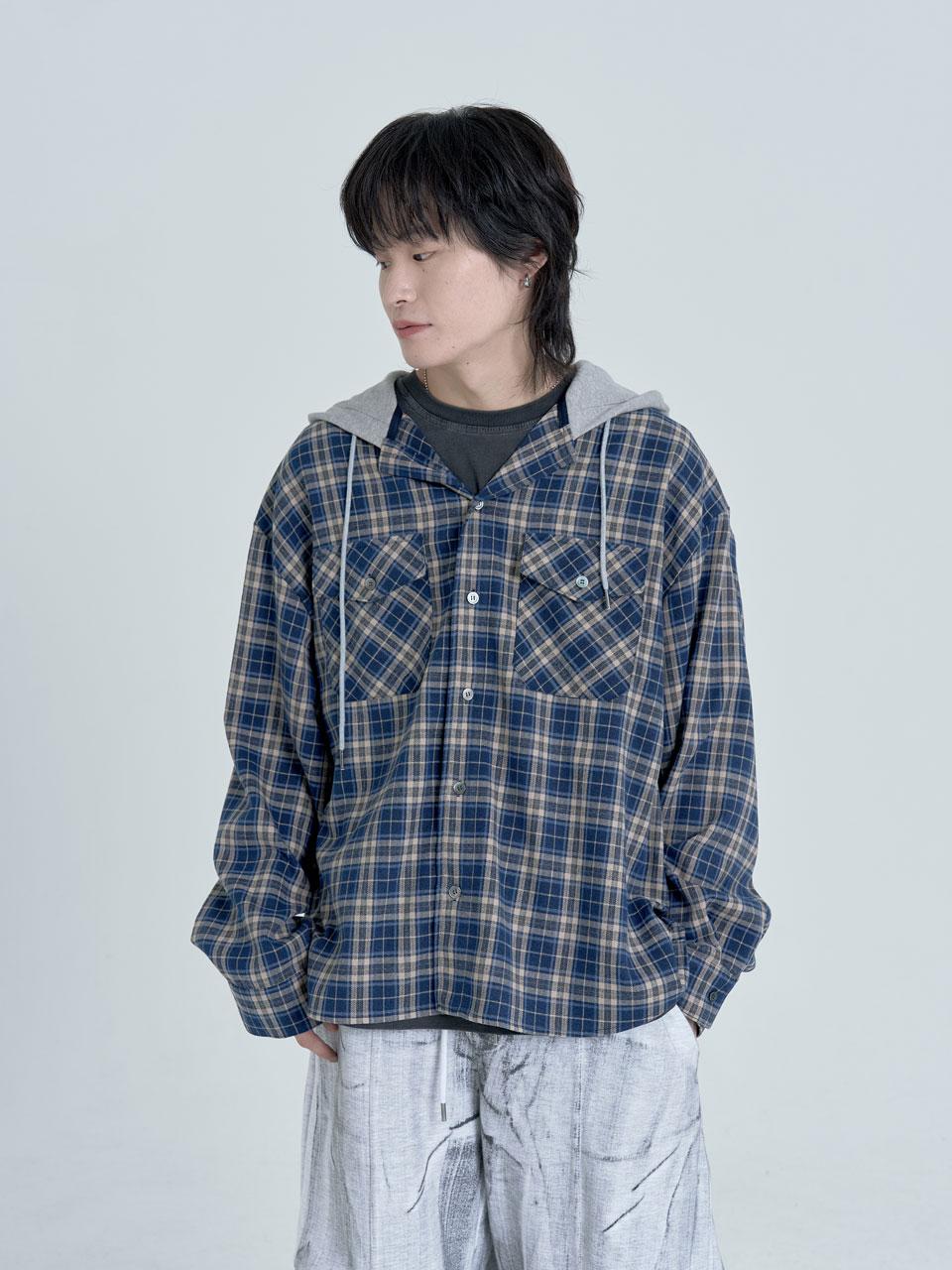 Inexis Amber Check Hoodie (Navy) Free