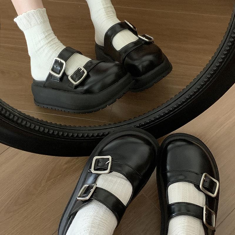 Internet celebrities ins denim thick-soled heightening bag head slippers women's summer wear 2025 new retro half-drag Birkenstocks