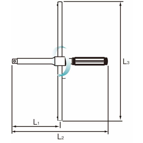 Yamashita Industrial Research Institute Koken 1/2" (12.7mm) Square Free Turn Cross Wrench 4711X