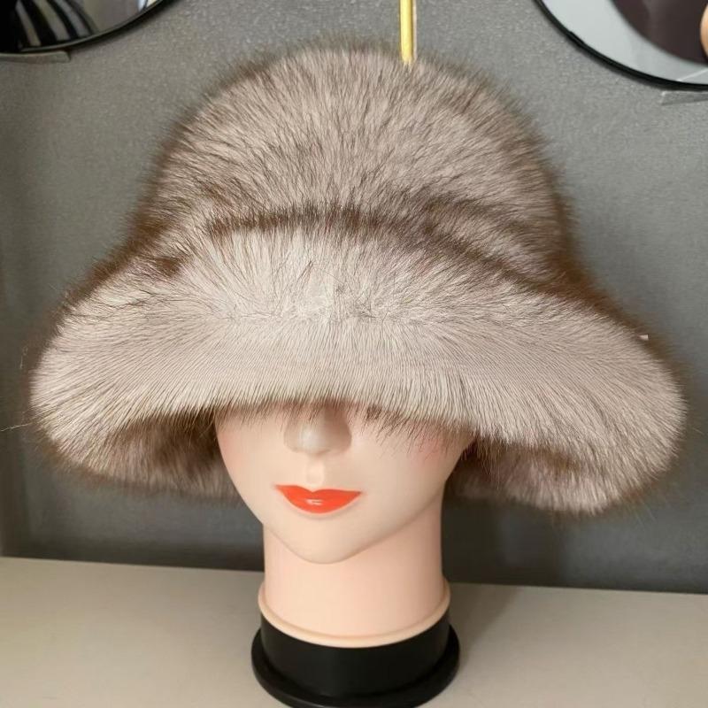 Fashion Autumn and Winter Thickened for Warmth Plush Fisherman Hat Women Windproof Ear Protection Big Eave Dome Bucket Hat