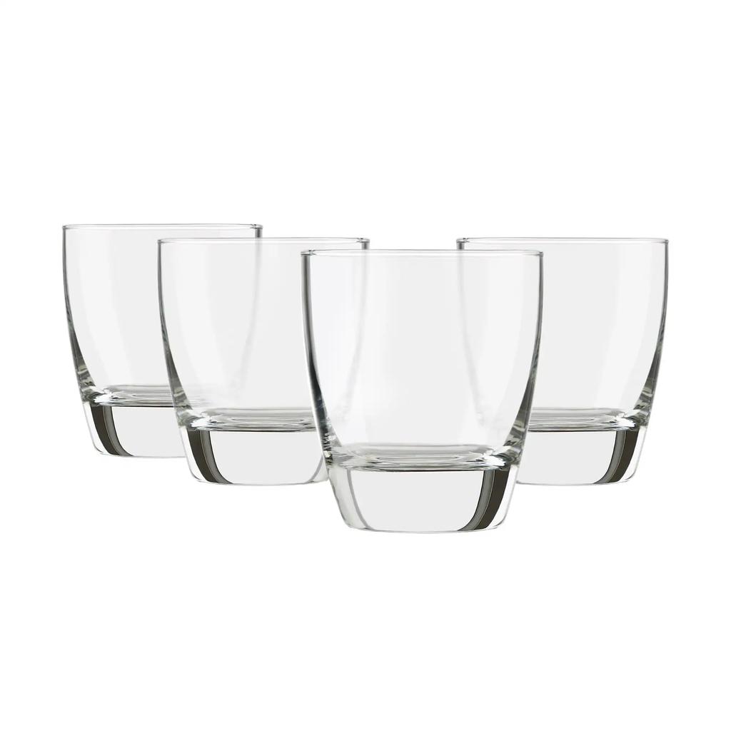 Drinking Glasses 12.5 Oz Set of 4 Beautiful Clear Glass Construction Lead Cadmium BPA Free Easy Clean Up