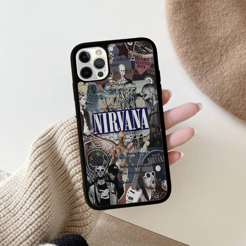 Classic Hot Band N-Nirvanas Rock PC+TPU Shockproof Protective Phone Case For IPhone17 14 15 16 Pro Max 13 12 11 17 Air