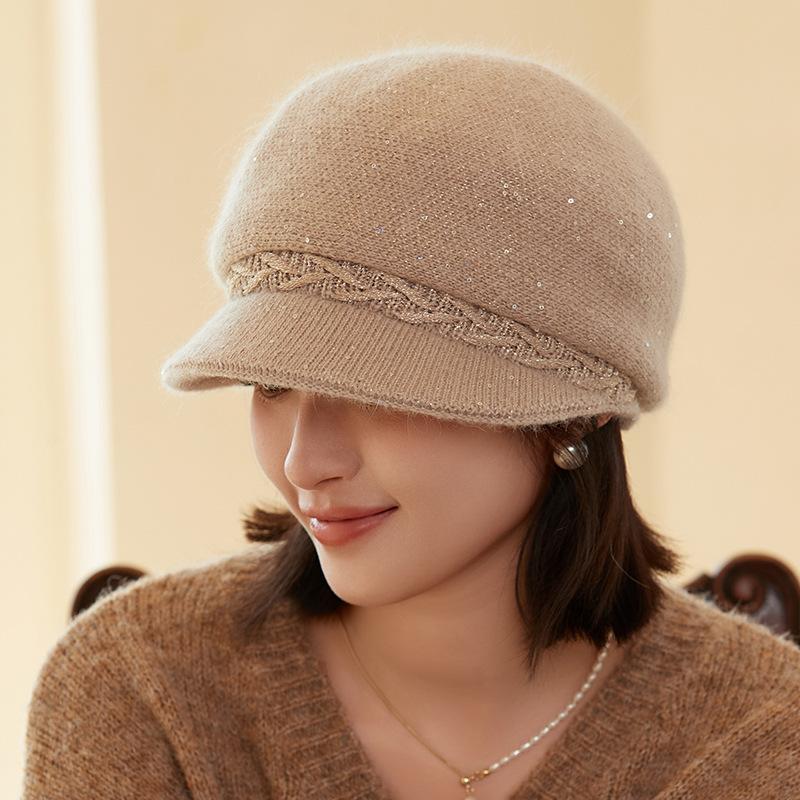 

Шапка из искусственного меха кролика для девочек, теплая зимняя шапка из холодной шерсти one size хаки