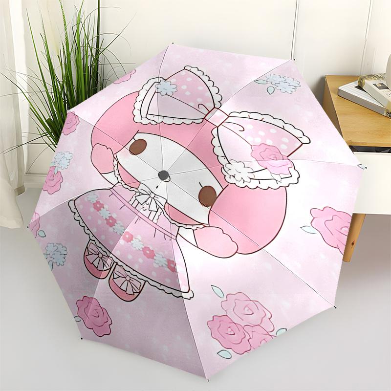 

1pc My Melody Pink Bow Outdoor Umbrella - Automatic Open/Closed, Portable Folding Design, 8-Rib Iron Frame, Festival Gift for Fans, Travelers, Daily U