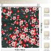 4pcs Plum Blossom Shower Curtain Set, Washable Polyester Bathroom Decor, Non-Slip Bath Mat, Toilet Lid Cover & U-Shaped Rug