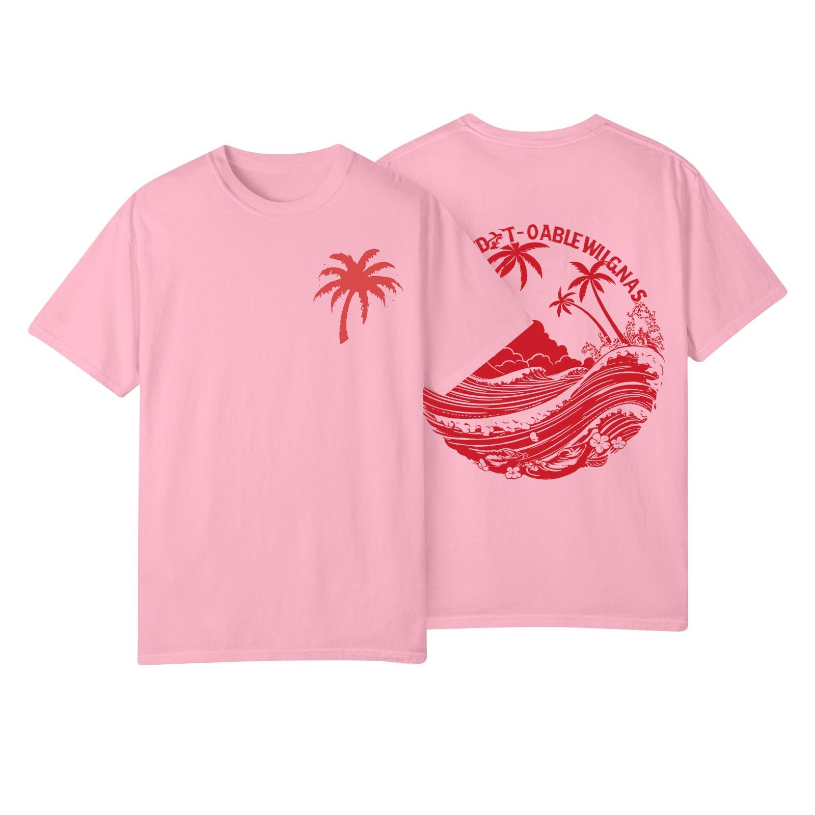 

Женская модная повседневная плиссированная футболка с коротким рукавом с принтом XXL розовый