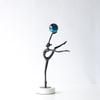 Black Cast Iron Man Holding Golden Ball, Abstract Art Dancing Girl Figure Sculpture, Metal Crafts, Interior Decoration Ornaments