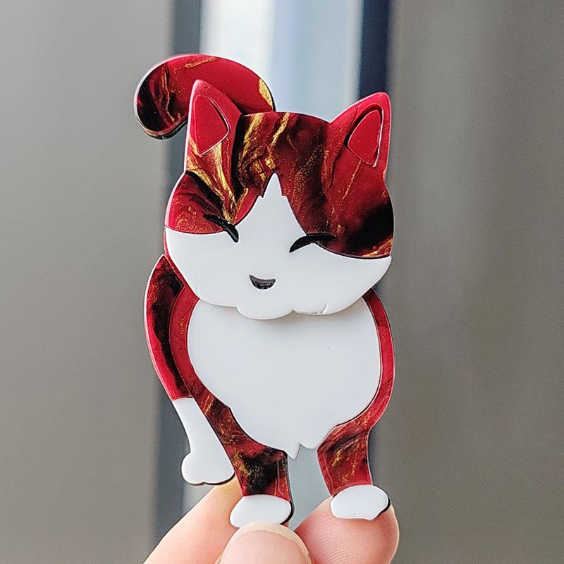 Cartoon Cute Three-color Cat Animal Brooch Pin New Men's and Women's High-end Badge