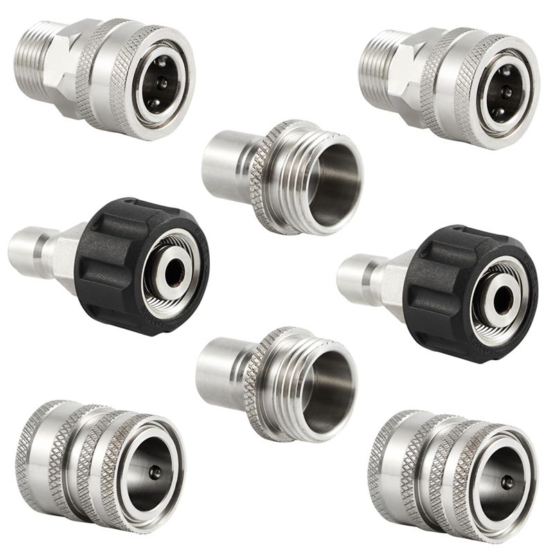 A84X-Stainless Steel Pressure Washer Quick Connect Kit,M22 14Mm To 3/8In Quick Connect,3/4In To 1/2In Quick Release Adapter Dura