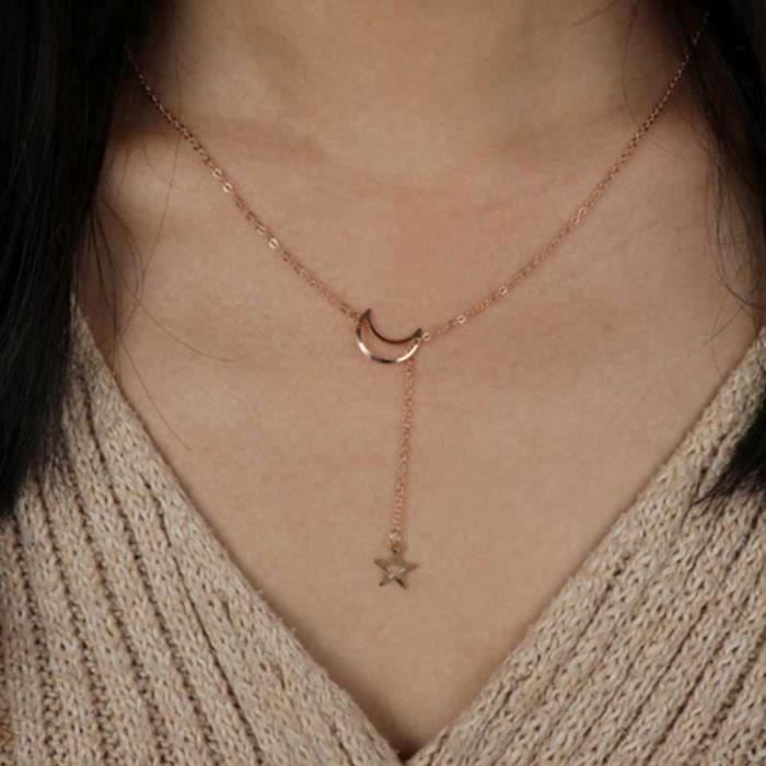 

Кольє Сотуар Підвіска - SHOP-STORY - MOON STAR GOLD - Нержавіюча сталь - 50 см - Небесний