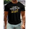 European Size Plus Size Men's T-Shirt with "I'm Not Procrastinating, It's a Side Quest" Graphic - Casual Crew Neck Cotton Tee with Slight Stretch