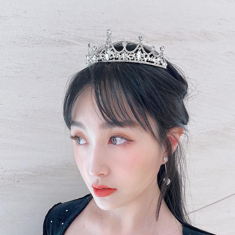 Super Sparkling Bridal Headwear, Necklace, Earrings, Crown, Three-piece Set with Rhinestones and Wedding Dress, Wedding Accessories, Hair Accessories