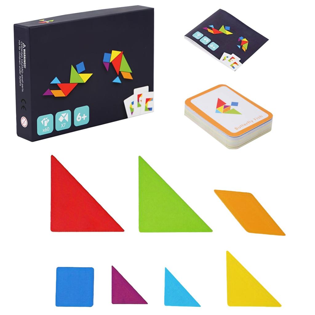 Wooden Tangram Puzzle Toys, Geometric Shape Toys, Parent Child Interactive Educational Toys, Holiday Gifts And Birthday Gifts.