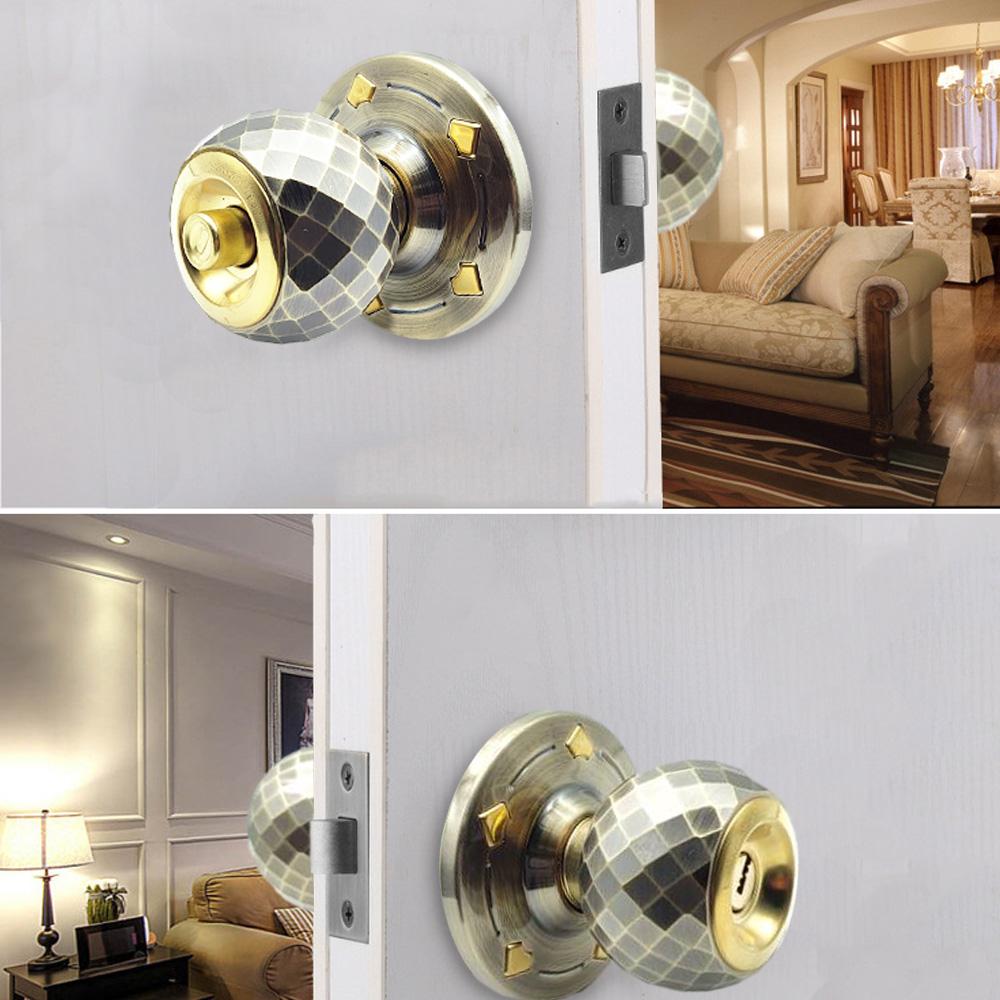 Door Knob Aluminum Alloy Heavy-duty Ball Lock Mirror Finish with 3 Key for Bedroom Bathroom